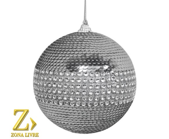 ENFEITE NATALINO BOLA PRATA 15CM