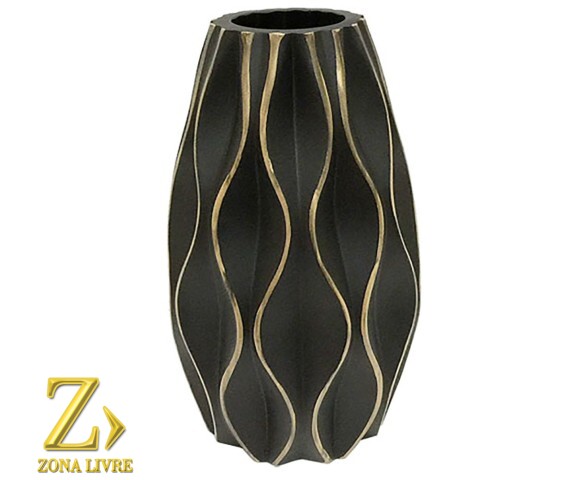 VASO DE CERAMICA PRETO 12X23CM