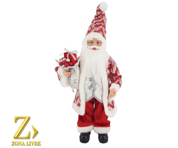 PAPAI NOEL 50CM VERMELHO/PRATA