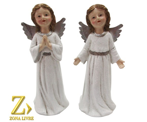 JG 2 ANJOS RESINA BRANCO 20CM