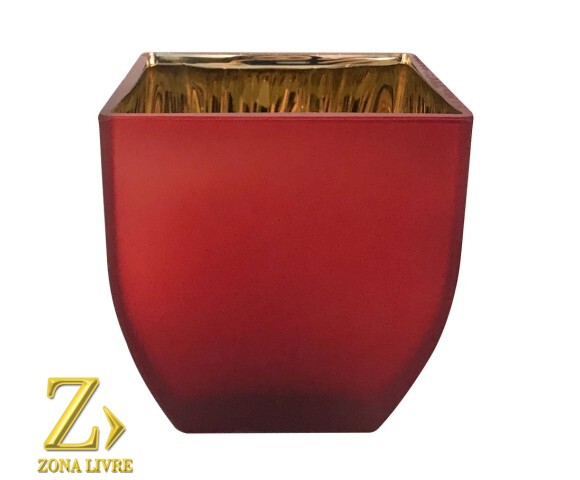 VASOS DE VIDRO VERMELHO FOSCO AVELUDADO 11,5X11,5X13CM