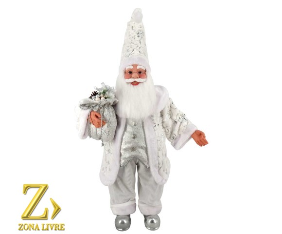 PAPAI NOEL 100CM PRATA/BRANCO