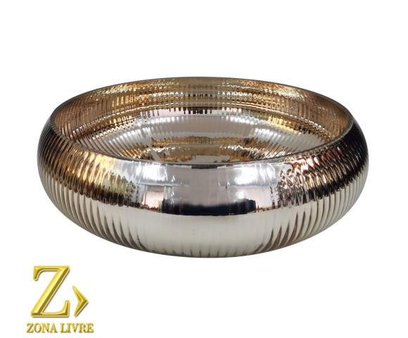 VASO DE VIDRO GOLD METALICO 30X10CM