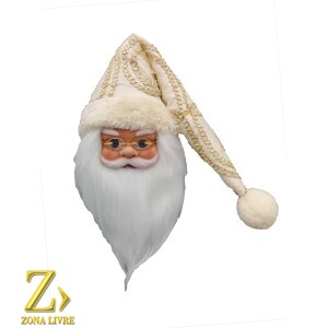 ROSTO PAPAI NOEL CREME/DOURADO 20CM