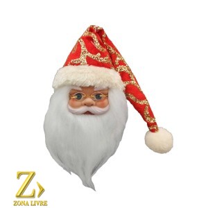 ROSTO PAPAI NOEL VERMELHO/DOURADO 20CM