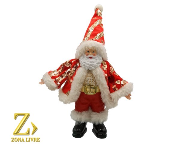 ENFEITE PAPAI NOEL VERMELHO/DOURADO 22CM CX/12