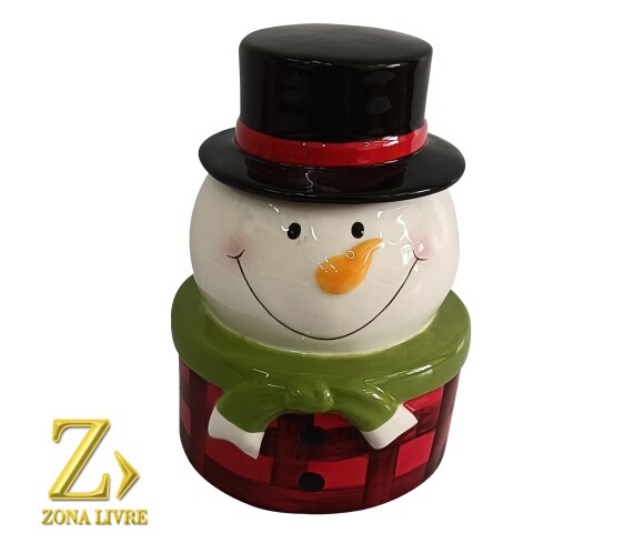 POTE BONECO DE NEVE DE CERAMICA 18CM
