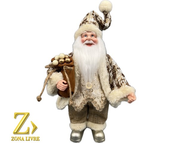 PAPAI NOEL LINHO / MARROM 30CM