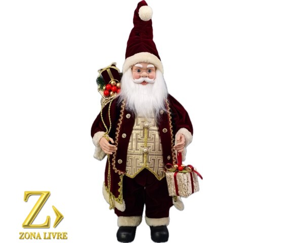 PAPAI NOEL MUSICAL VINHO 70CM