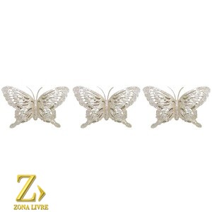 JG 3 ENFEITES P/ARVORE BORBOLETA 7CM